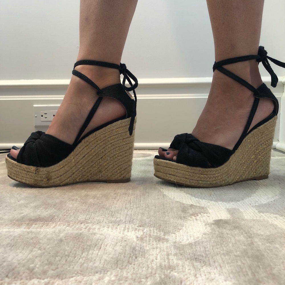 Halston Heritage Black Espadrille Wedges - Picture 2 of 8